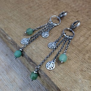 Kolczyki - Drzewo życia z awenturynem