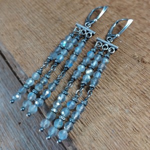 Kolczyki - boho z labradorytem