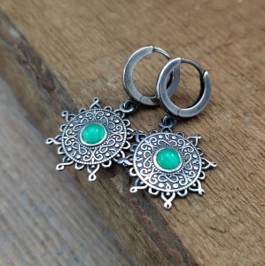 KOLCZYKI Z ZIELONYCH AGATÓW