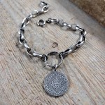 Bransoletka srebrna z blaszką na grubym łańcuszku