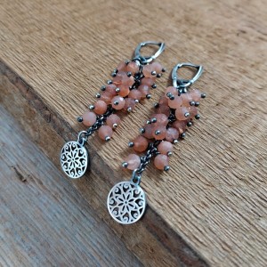 Kolczyki - ażurowe z kamieniem słonecznym