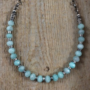 Naszyjnik - amazonit na grubym łańcuszku