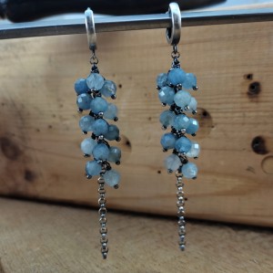 Kolczyki - gronka z akwamarynu