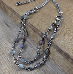 Naszyjnik - labradoryt z dwoma łańcuszkami II