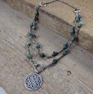 Naszyjnik - turkus z rozetą