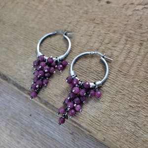 Kolczyki - rubin na kole