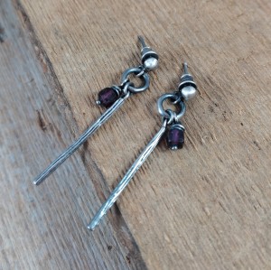 Kolczyki - Sztabka z granatem